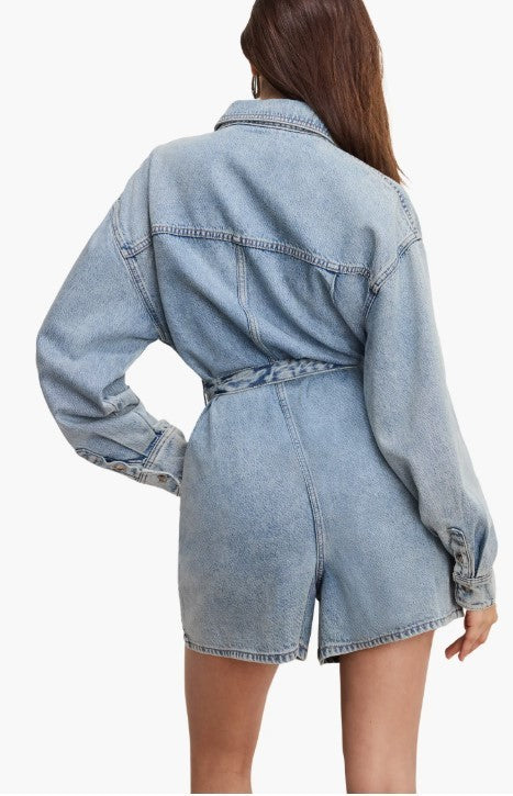 Good American Weightless Denim Romper MSRP $159