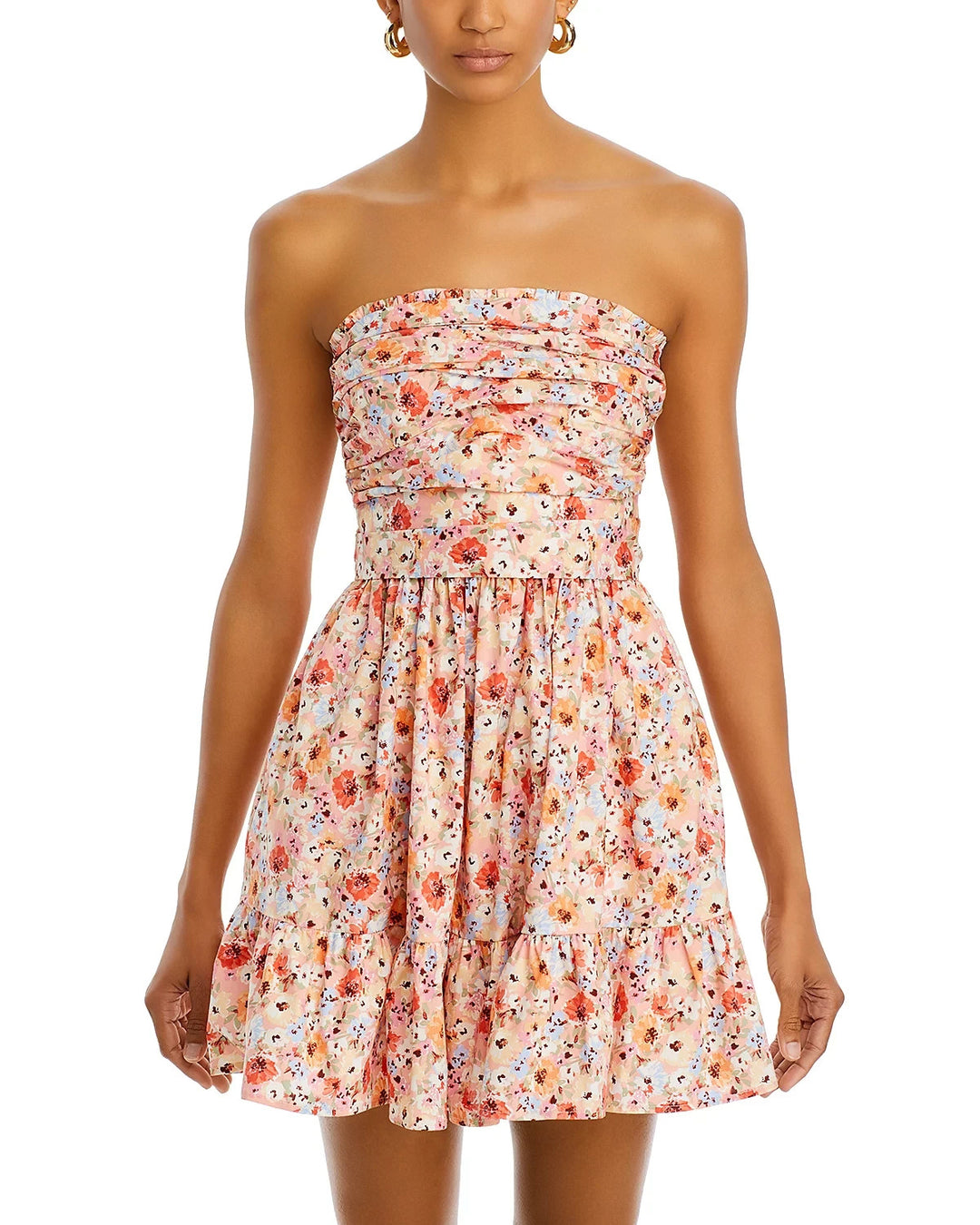 AQUA Floral Strapless Mini Dress MSRP $98