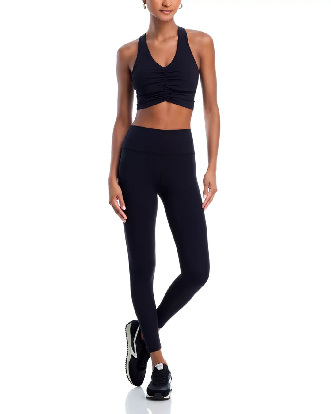 Aqua Athletic Shirred Racerback Sports Bra MSRP $48
