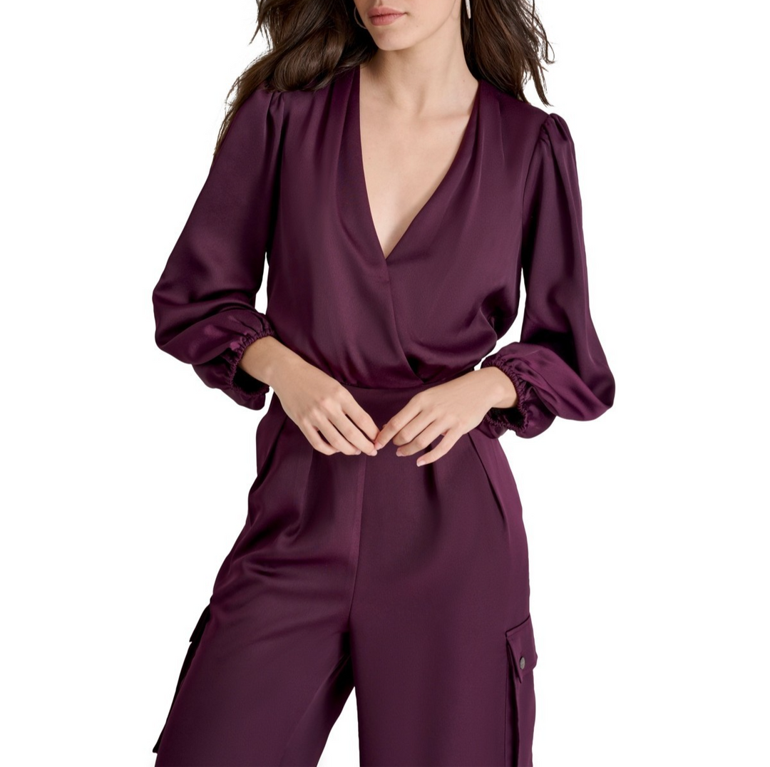 Dkny Women's Surplice-Neck Long-Sleeve Utility Jumpsuit MSRP $139