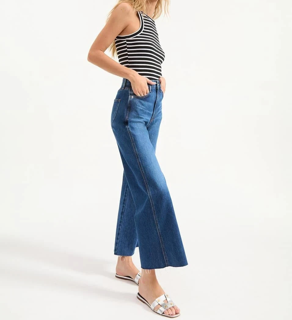 Veronica Beard Taylor High Rise Cropped Wide Leg Jeans MSRP $328