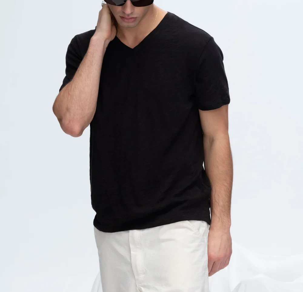 ATM Men's Slub Jersey V-Neck Tee MSRP $85