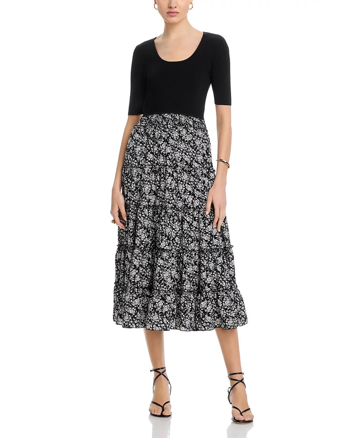 T Tahari Elbow Sleeve Scoop Neck Ribbed Dress MSRP $138