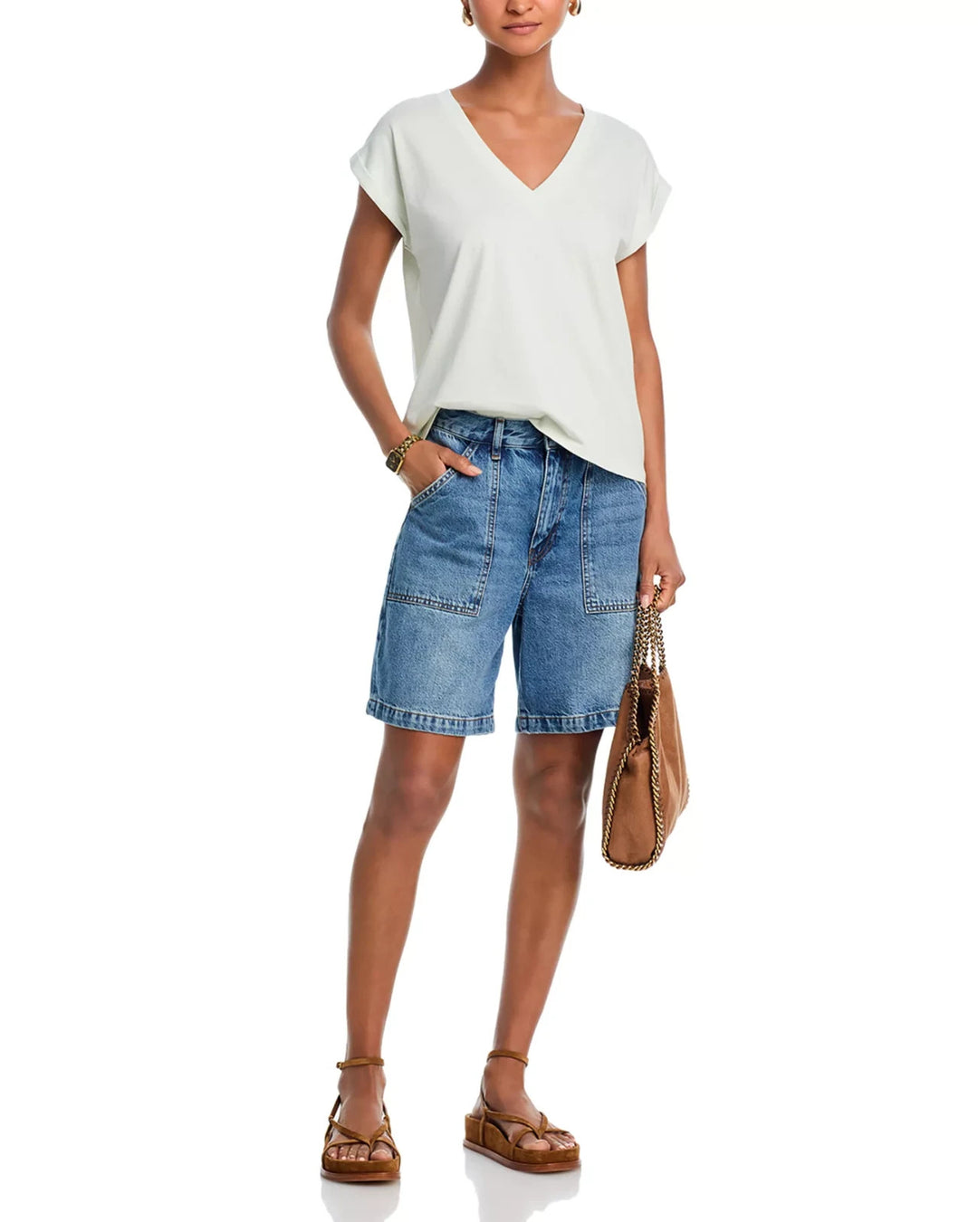 FRAME Easy Cotton V Neck Tee MSRP $128