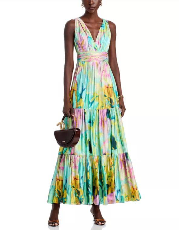Kobi Halperin Britt Printed Tiered Maxi Dress MSRP $698