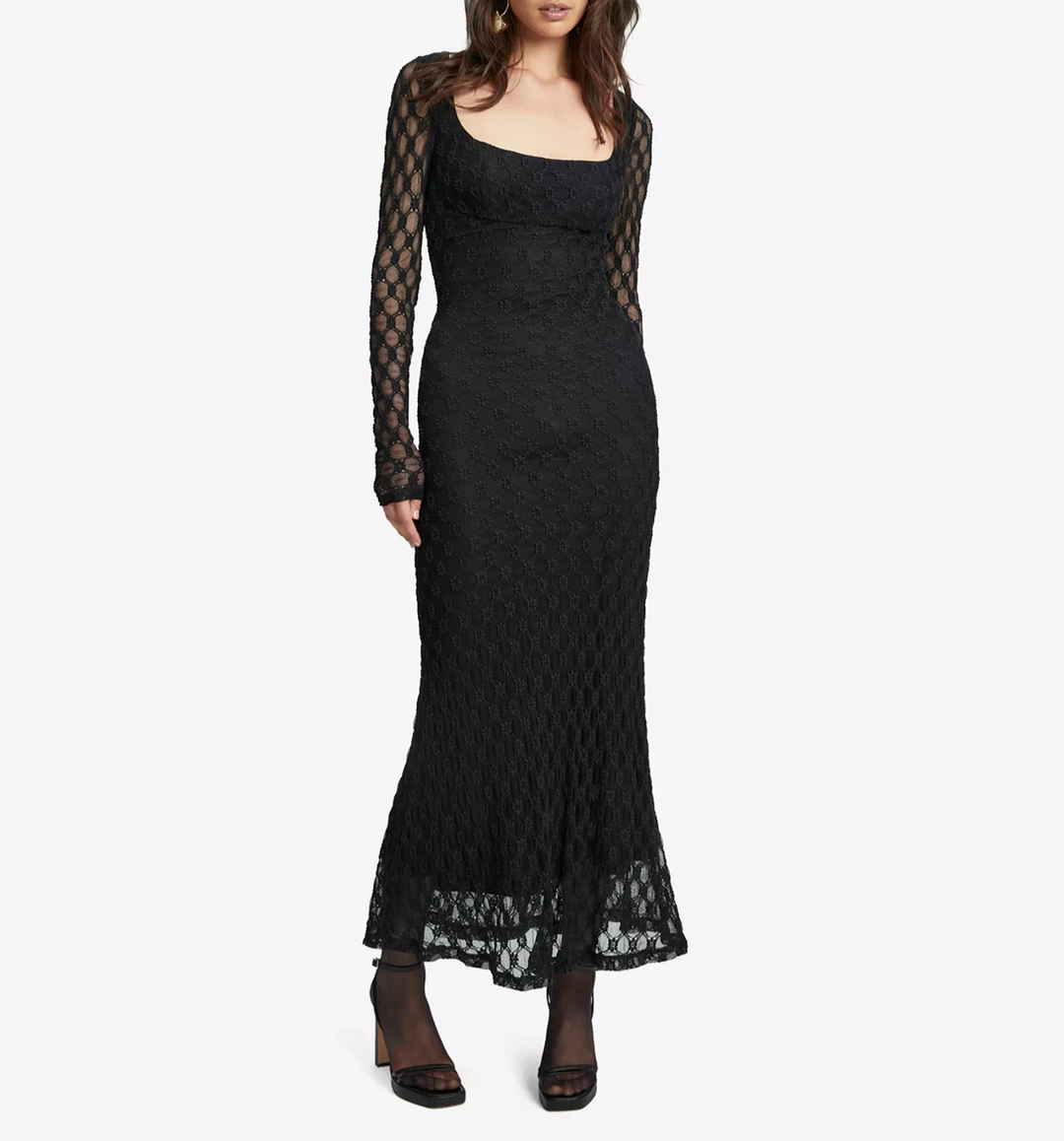 Bardot Women's Adoni Lace Long-Sleeve Midi Dress MSRP $80