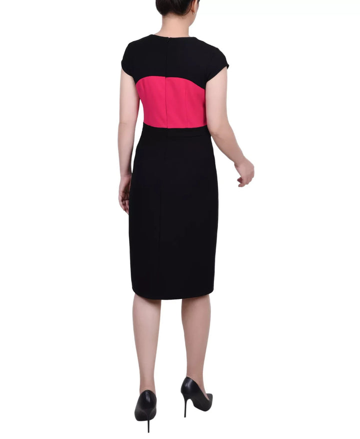 NY Collection Petite 3/4 Sleeve Colorblocked Dress, 2 Piece Set MSRP $62