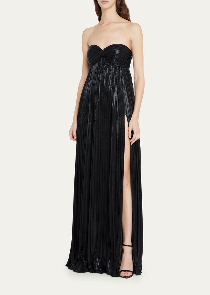 Retrofete Zoa Strapless Lamé Twisted-Bodice Gown MSRP $595