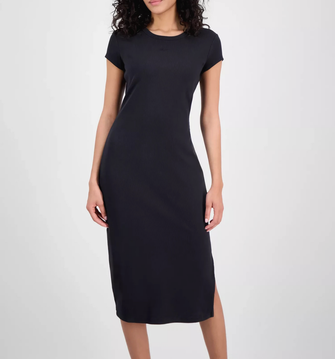 BOSS Orange Women's Ribbed Side-Slit Open-Back Jersey Dress MSRP $118