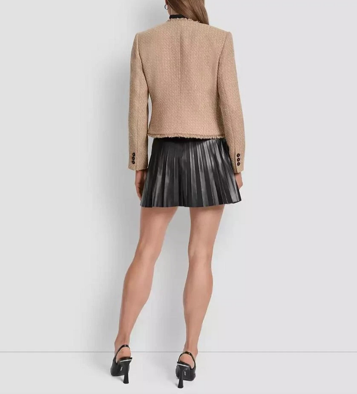 DKNY Tweed Pocket-Front Crop Jacket MSRP $159