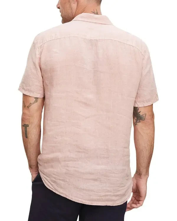 Velvet by Graham & Spenser Mackie Short Sleeve Regular Fit Linen Shirt MSRP $182