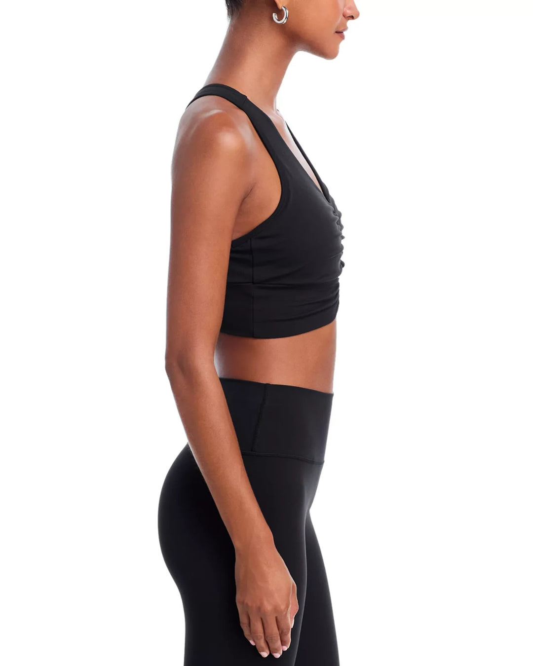 Aqua Athletic Shirred Racerback Sports Bra MSRP $48