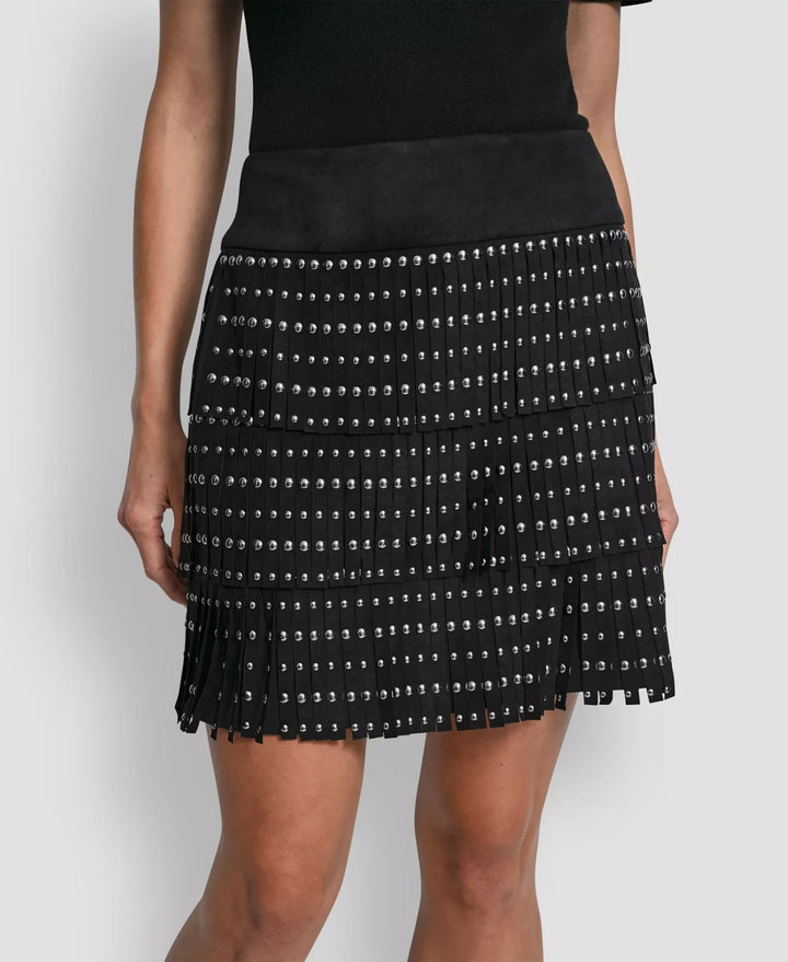 DKNY Women's Fringe Detail Mini Skirt MSRP $129