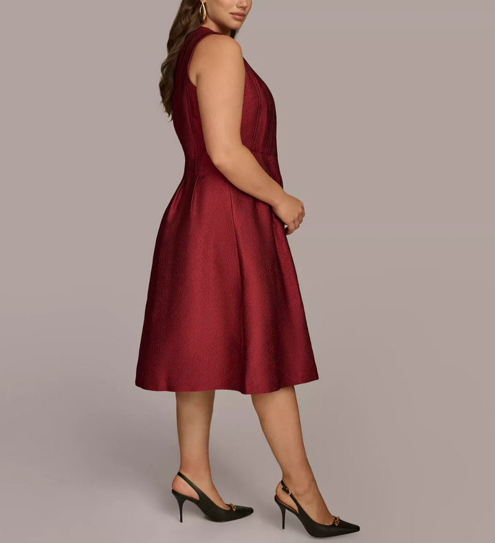 Donna Karan New York Plus Size Jacquard Fit & Flare Dress MSRP $209 N