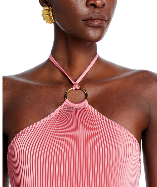 L'IDEE Cheri Pleated Halter Gown MSRP $455