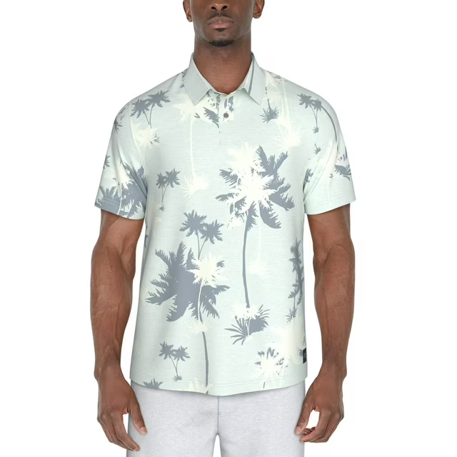 PGA TOUR Apparel Oversized Palm Print Short Sleeve Golf Polo Shirt MSRP $68
