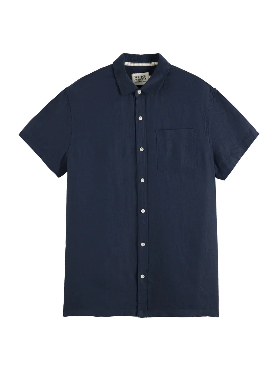 Scotch & Soda Core Regular Fit Short Sleeve Linen Shirt MSRP $118