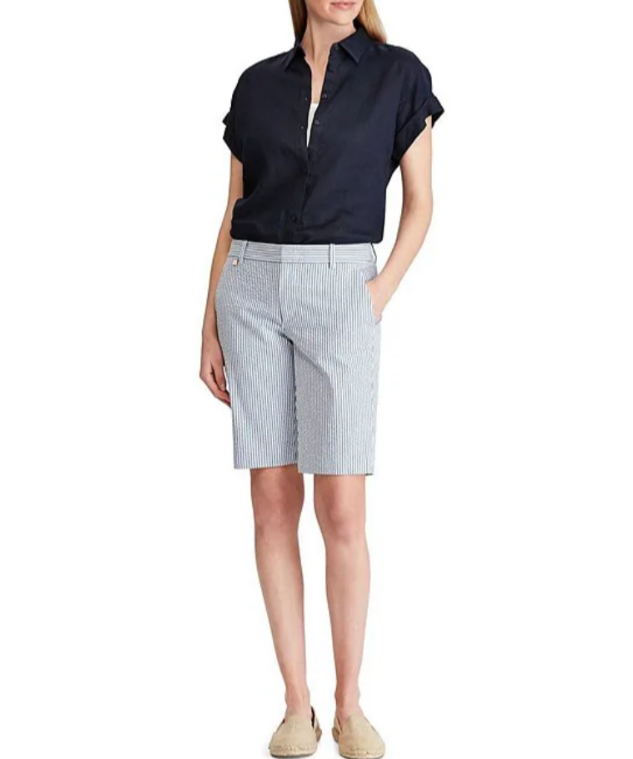 LAUREN Ralph Lauren Linen Button-Down Top MSRP $99