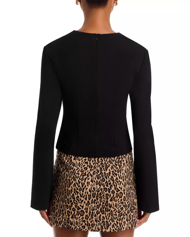 FRENCH CONNECTION Cleo Ponté Long Sleeved Fitted Top MSRP $98