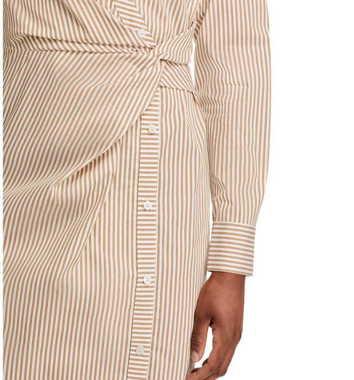 Veronica Beard Wright Striped Twist Waist Shirt Dress MSRP $498