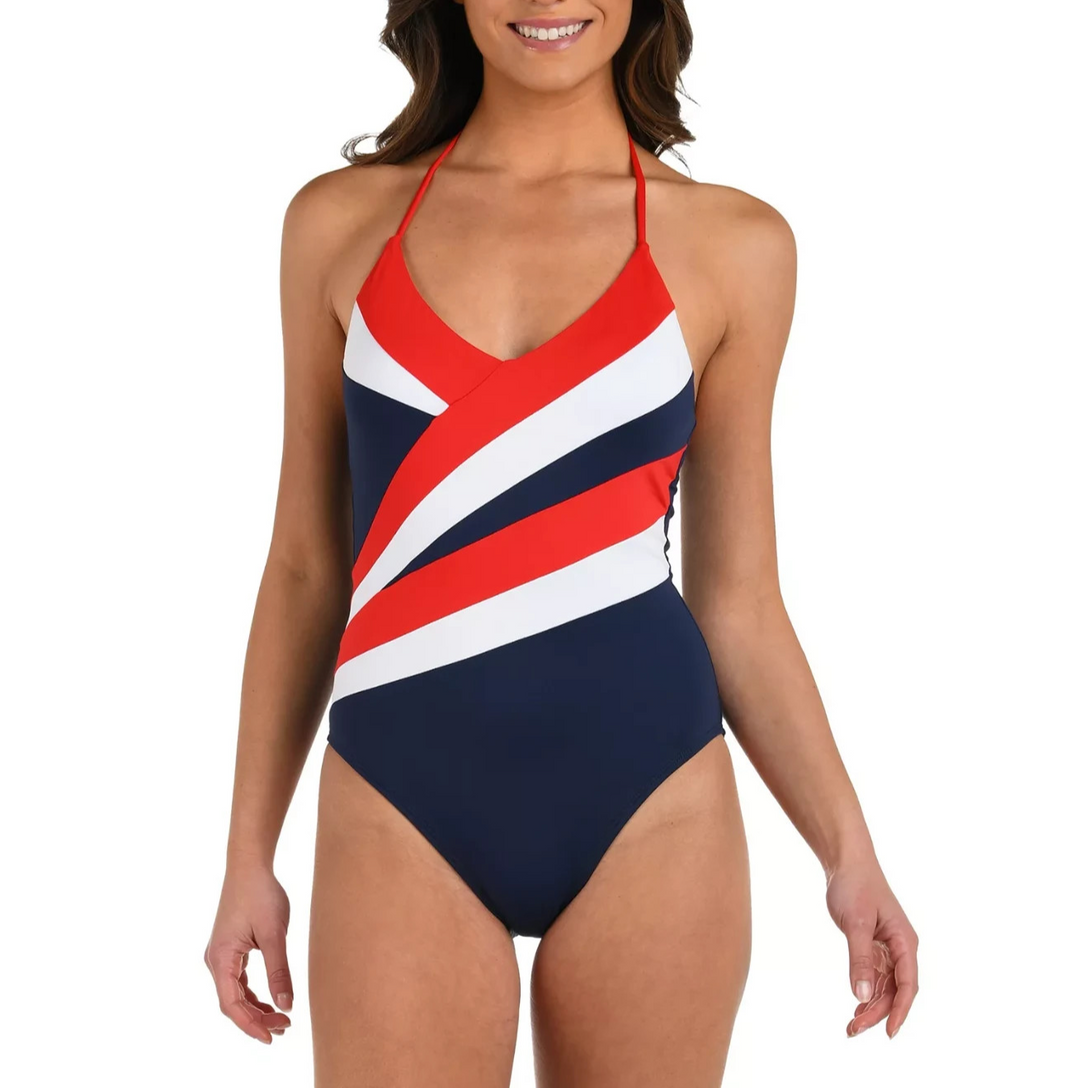 La Blanca Americana Halter Strap One-Piece Swimsuit MSRP $135