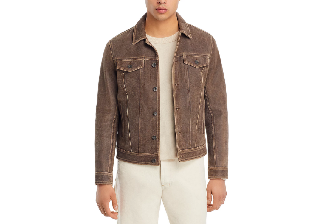 John Varvatos Andrew Leather Trucker Jacket MSRP $698