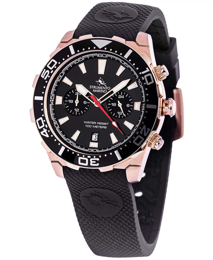 Strumento Marino Men's Skipper  Black Silicone Strap Watch 44mm WH 482