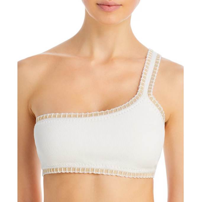 Platinum inspired by Solange Ferrarini Whipstitched One Shoulder Bikini Top $88