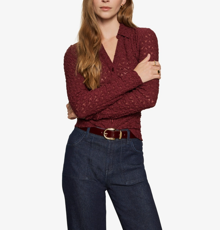 Sanctuary Women's Dreamgirl Lace Button-Up Shirt MSRP $69