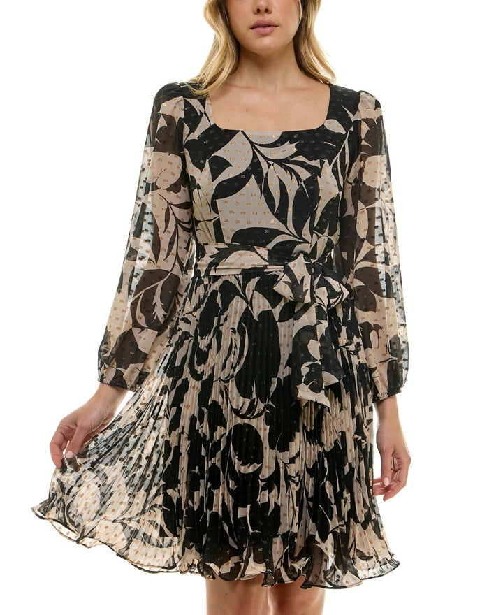 Taylor Petite Printed Clip-Dot A-Line Dress MSRP $138