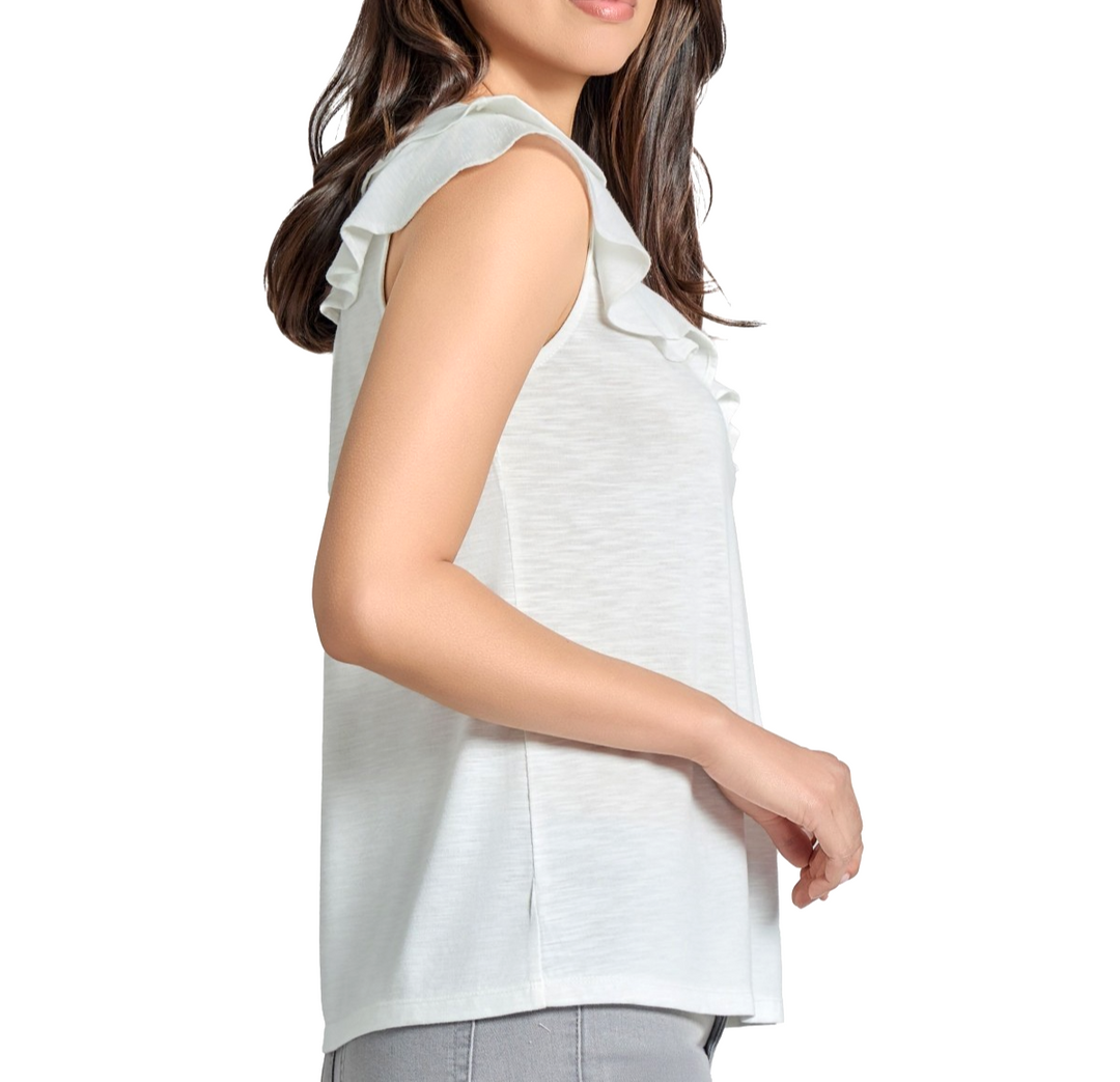 Jones New York Women's Ruffled V-Neck Top MSRP $59.50