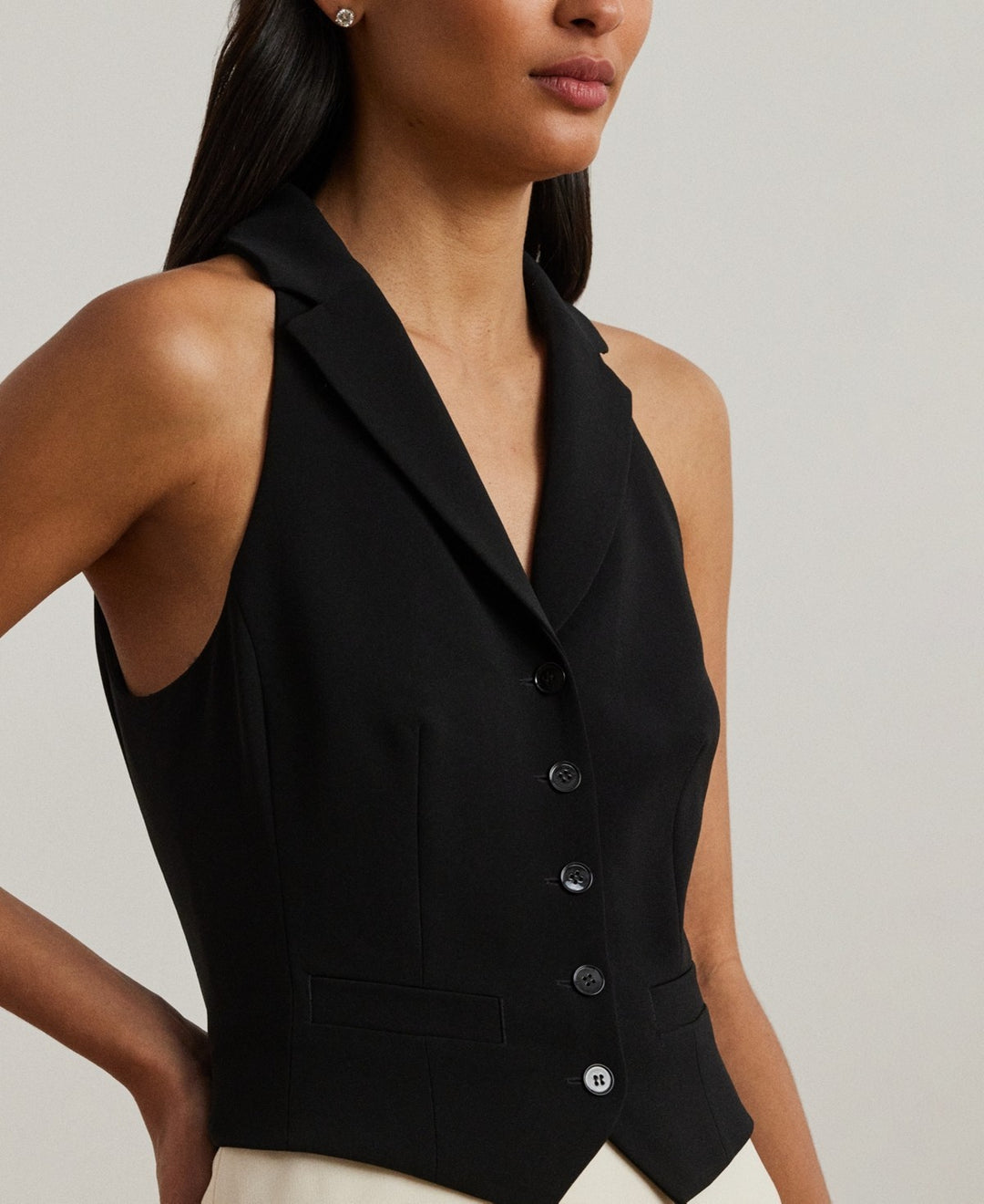 Lauren Ralph Lauren Two-Tone Crepe Sleeveless Gown MSRP $365