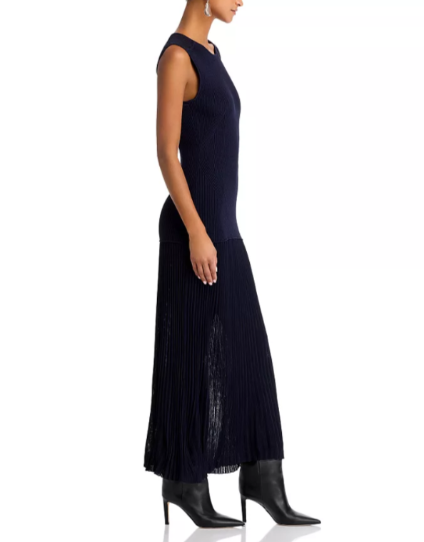 Derek Lam 10 Crosby Lecco Dropped Waist Mixed Media Maxi Dress MSRP $425