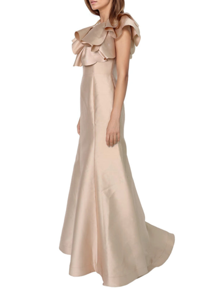 Rene Ruiz Bardot Rosette Detail Mikado Gown 12B 2284