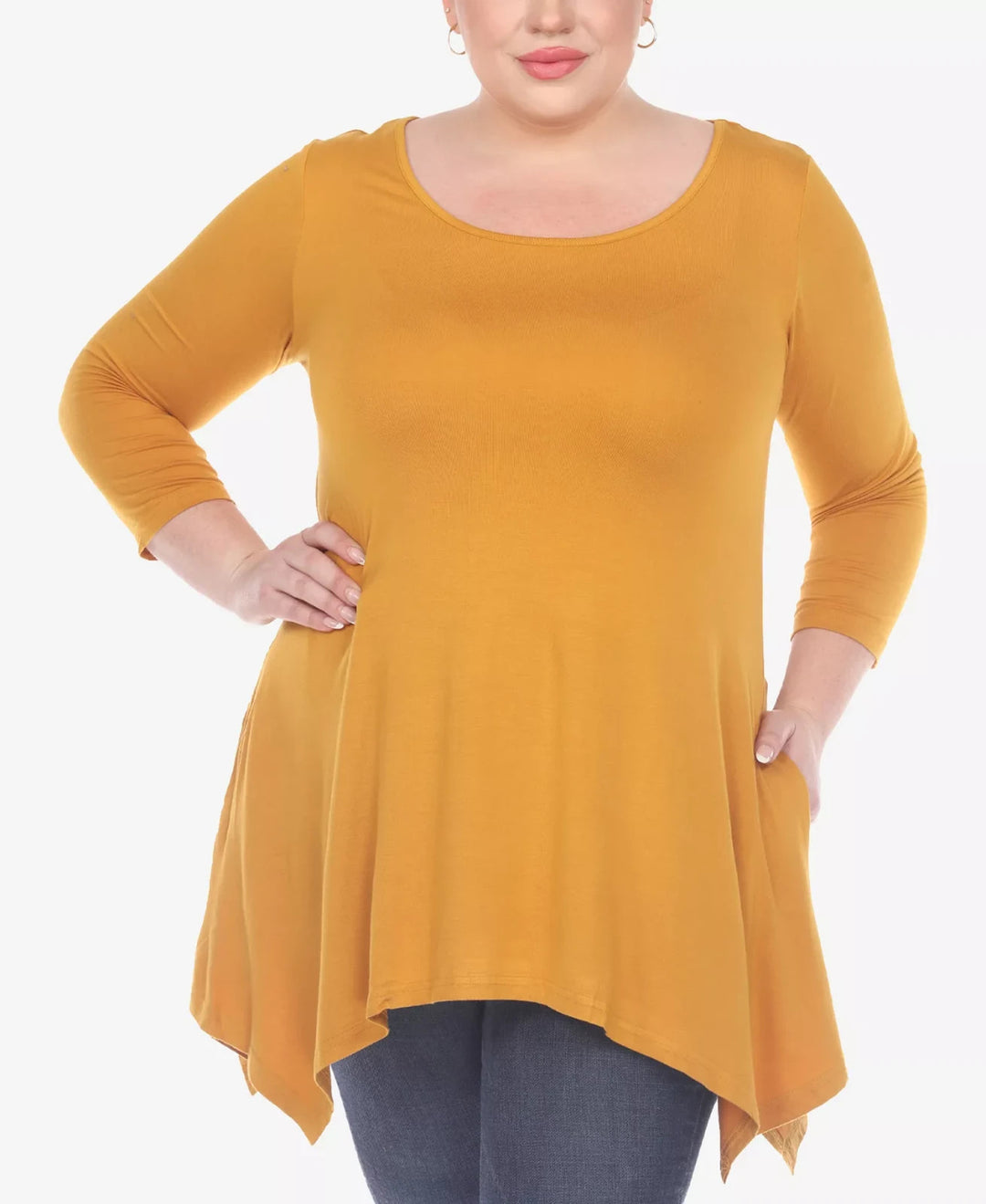 White Mark Plus Size Makayla Scoop Neck Tunic Top MSRP $52