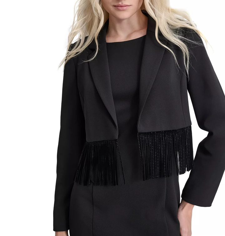 DKNY Women's Faux-Suede Fringe-Hem Jacket MSRP $129