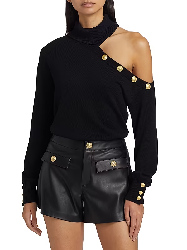 L'Agence Brixie One Shoulder Turtleneck Sweater MSRP $395