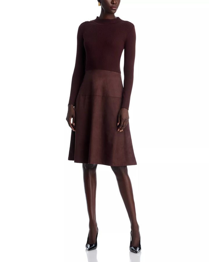 T Tahari Mock Neck Long Sleeve Dress MSRP $128