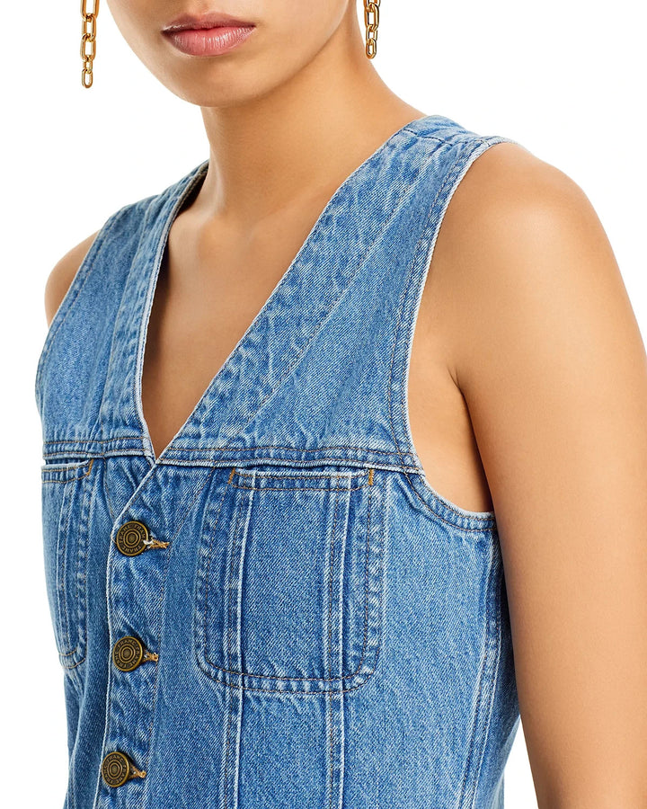 FRAME Trucker Sleeveless Denim Mini Dress MSRP $328