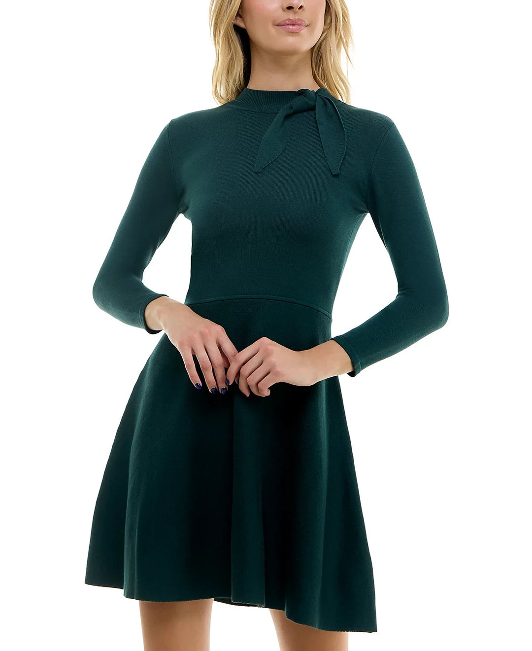 BCX Juniors' Tie-Neck 3/4-Sleeve Sweater Dress MSRP $49