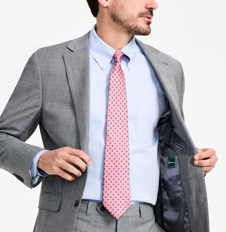B By Brooks Brothers Windowpane Wool-Blend Stretch Classic-Fit Suit Jacket $450