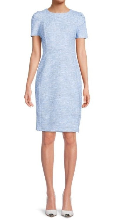 Calvin Klein Petite Tweed Sheath Crewneck Dress MSRP $99