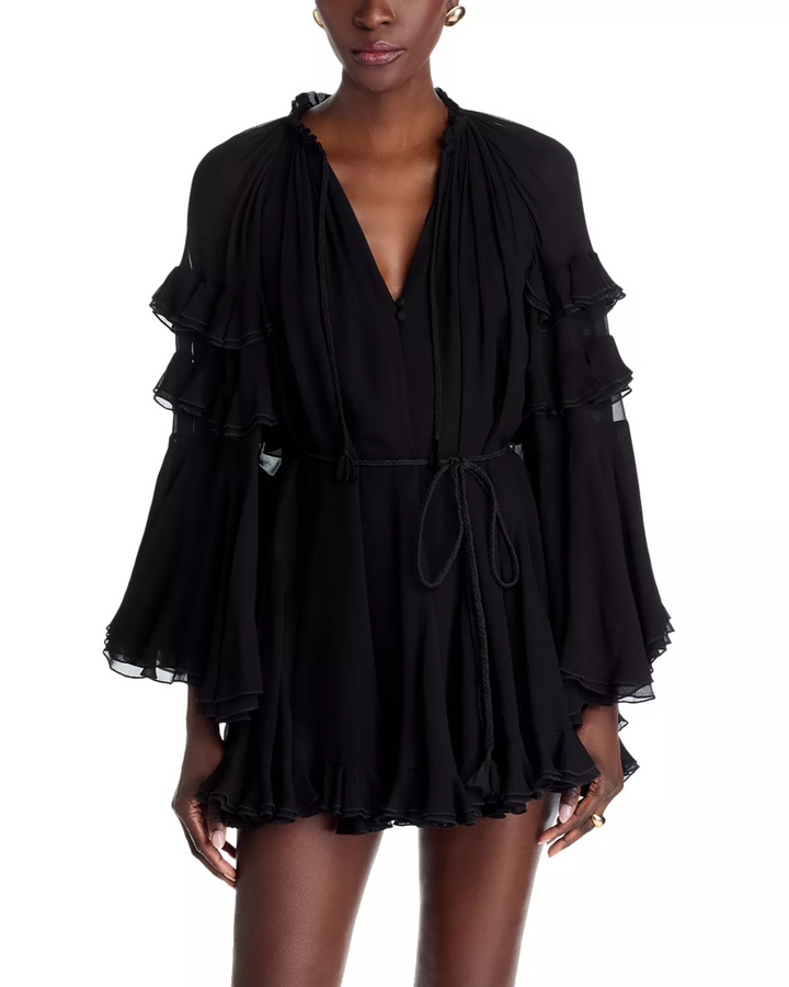 Alice and Olivia Adaline Gathered Tie Waist Mini Dress MSRP $695