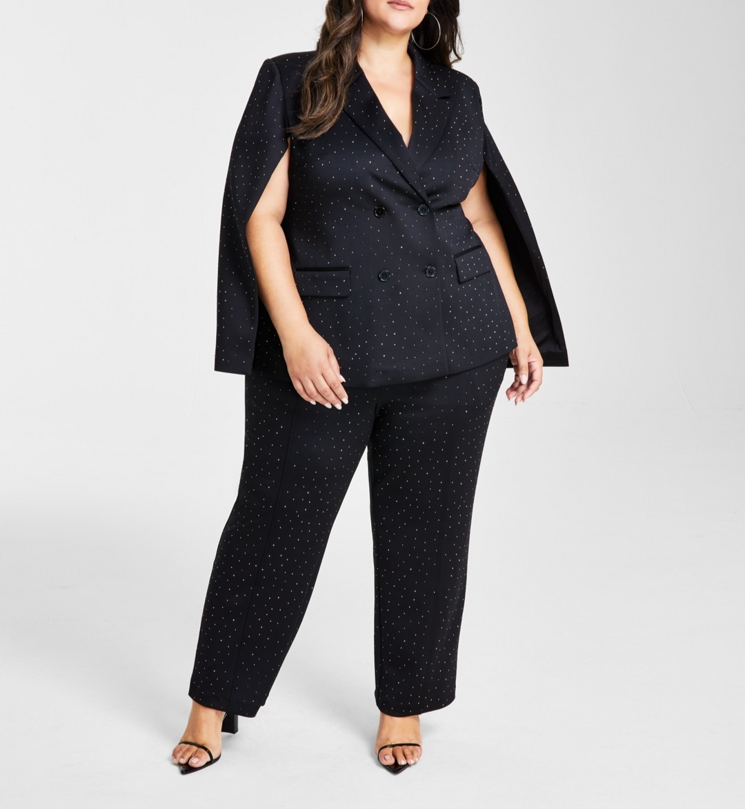 Nina Parker Trendy Plus Size Studded Cape Blazer MSRP $129