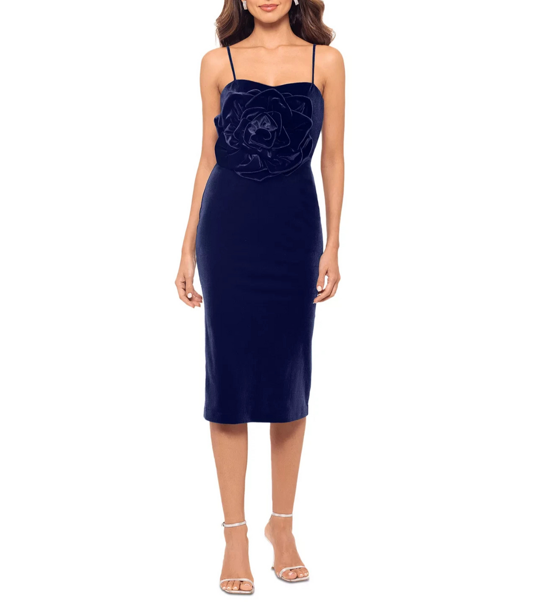 Betsy & Adam Women's Velvet Rosette Sheath Dress MSRP $249
