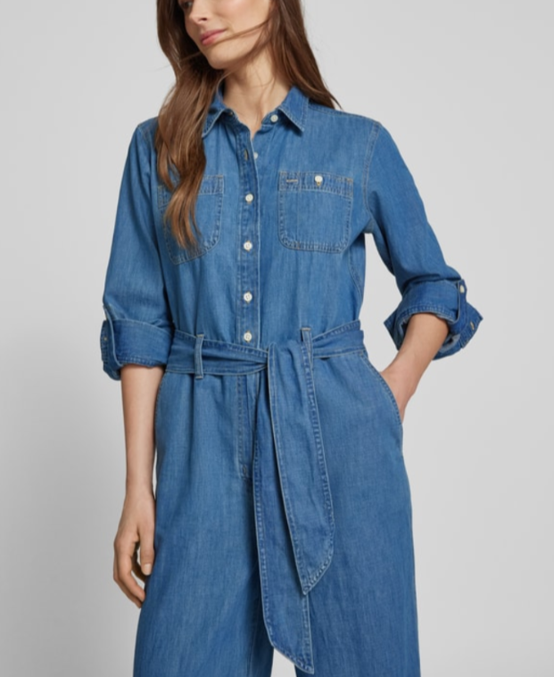 Lauren Ralph Lauren Denim Wide-Leg Jumpsuit MSRP $245