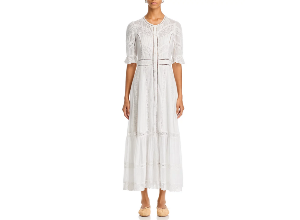 LoveShackFancy Jovina Lace Trim Dress MSRP $645