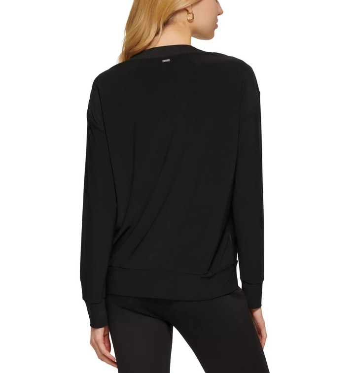 DKNY Faux-Leather Front Sweatshirt MSRP $89