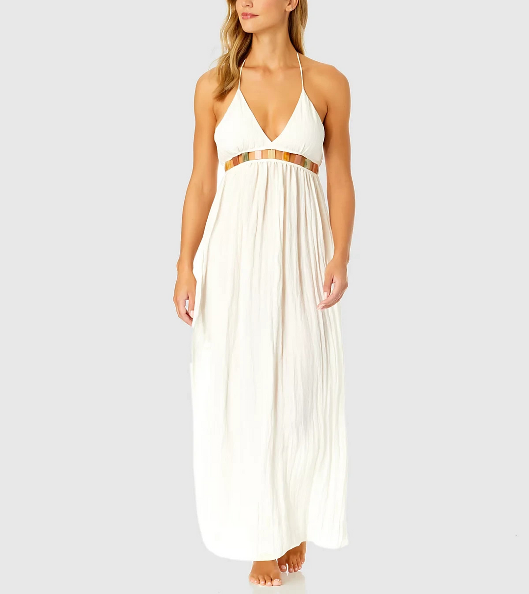 Ibiza Anne Cole V-Neck Jewel Halter Maxi Cover-Up Dress MSRP $78