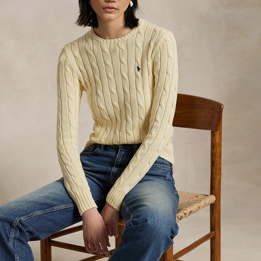 Polo Ralph Lauren Women's Cable-Knit Cotton Crewneck Sweater MSRP $148